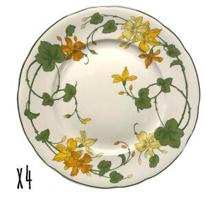 Set of 4 Vintage Villeroy & Boch Geranium 10.5” Dinner Plates